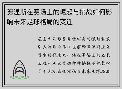努涅斯在赛场上的崛起与挑战如何影响未来足球格局的变迁